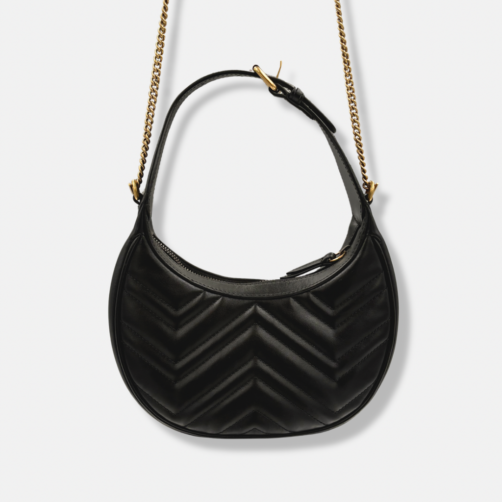 Half Moon Mini Bag Black GG Marmont Gold Hardware