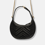 Half Moon Mini Bag Black GG Marmont Gold Hardware