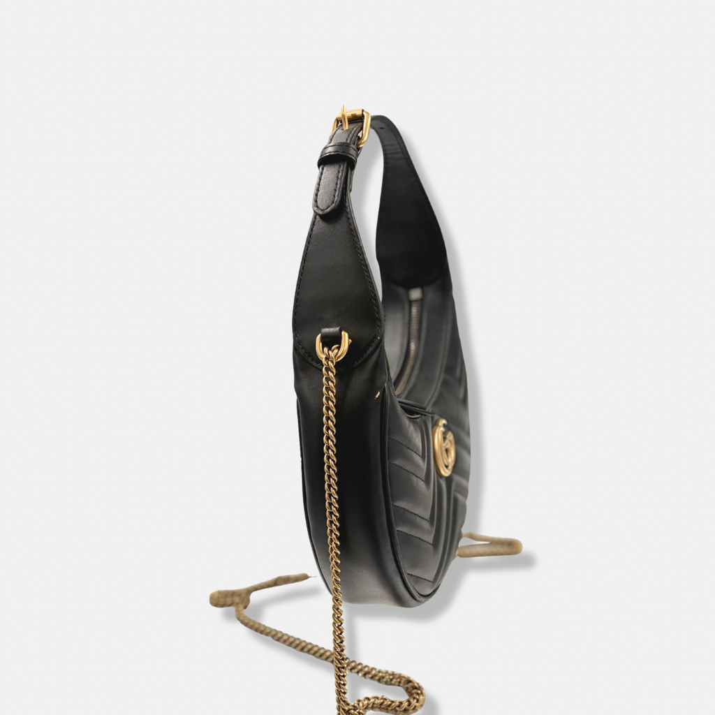 Half Moon Mini Bag Black GG Marmont Gold Hardware