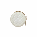 Round Clutch White Lambskin Leather Gold Hardware Series 31