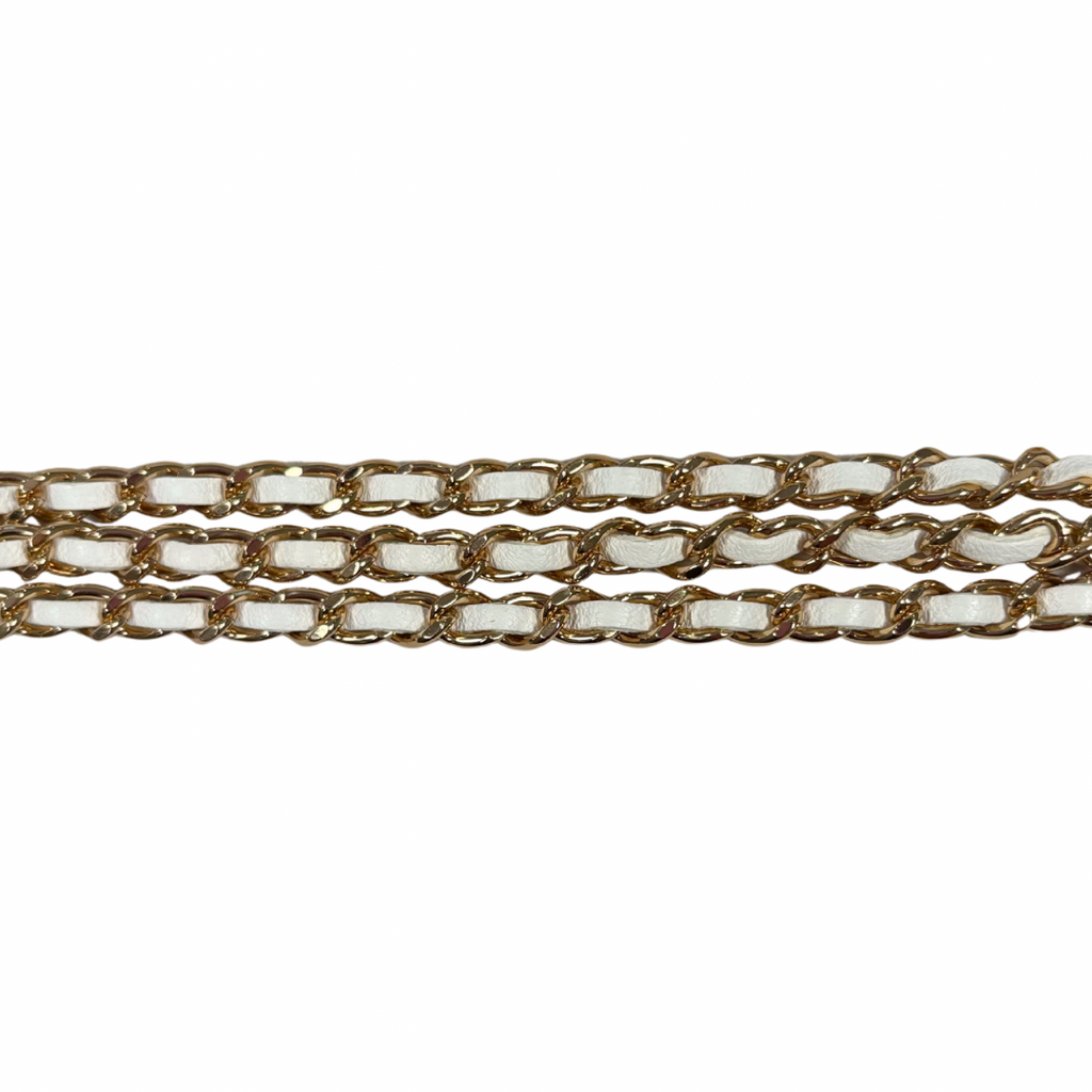 Round Clutch White Lambskin Leather Gold Hardware Series 31