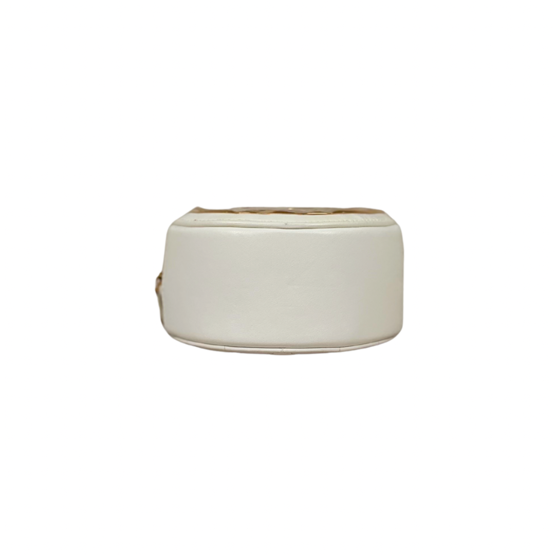 Round Clutch White Lambskin Leather Gold Hardware Series 31