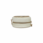 Round Clutch White Lambskin Leather Gold Hardware Series 31