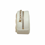 Round Clutch White Lambskin Leather Gold Hardware Series 31