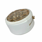 Round Clutch White Lambskin Leather Gold Hardware Series 31