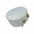 Round Clutch White Lambskin Leather Gold Hardware Series 31