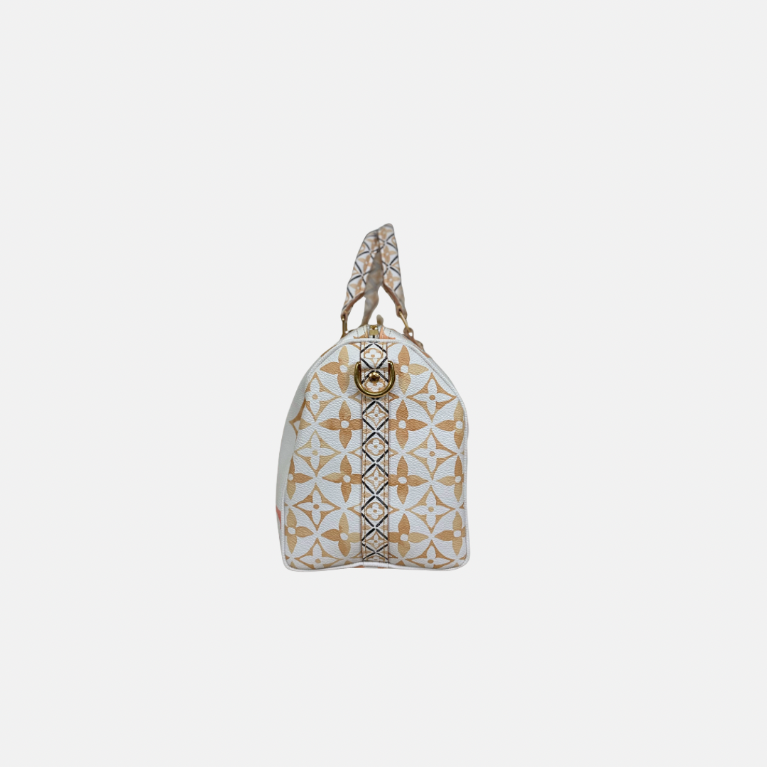 Speedy Bandouliere 25 Cream White Monogram Coated Canvas Gold Hardware