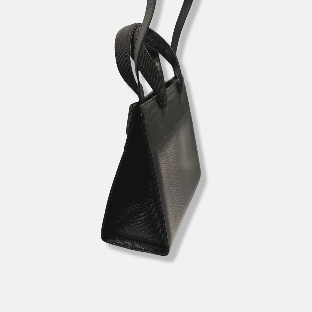 Vara Bow Satchel Black Leather Gold Hardware