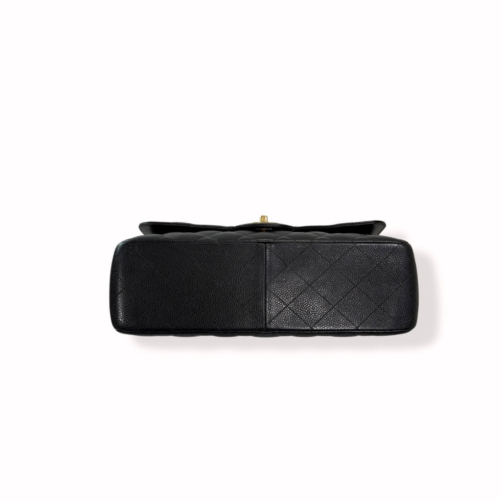 Classic Double Flap Jumbo Black Caviar Gold Hardware Series 22