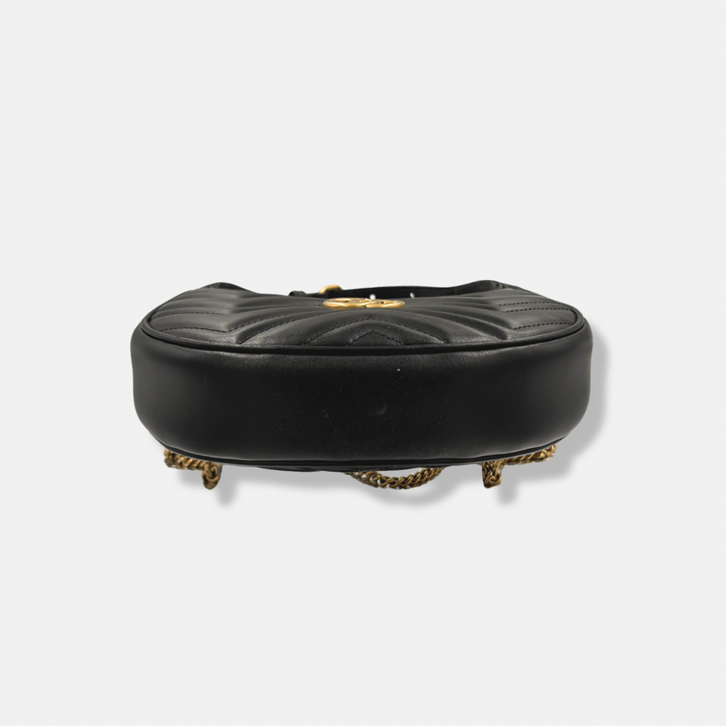 Half Moon Mini Bag Black GG Marmont Gold Hardware