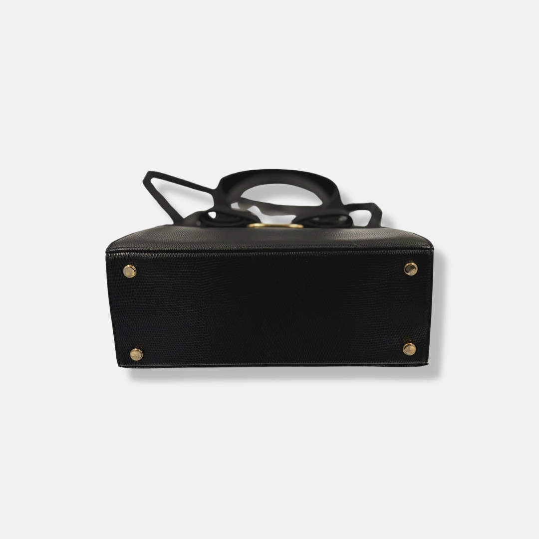 Vara Bow Satchel Black Leather Gold Hardware
