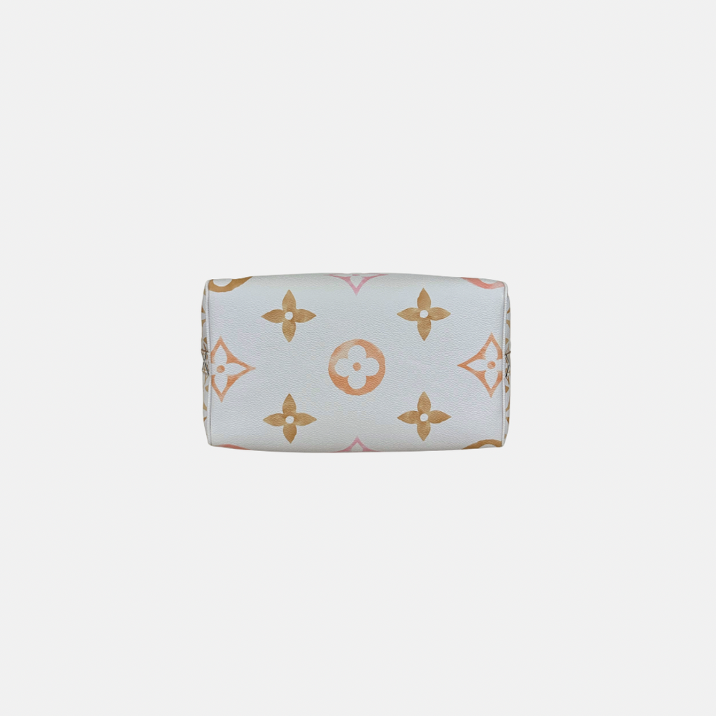 Speedy Bandouliere 25 Cream White Monogram Coated Canvas Gold Hardware