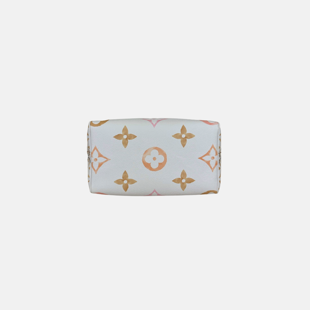 Speedy Bandouliere 25 Cream White Monogram Coated Canvas Gold Hardware