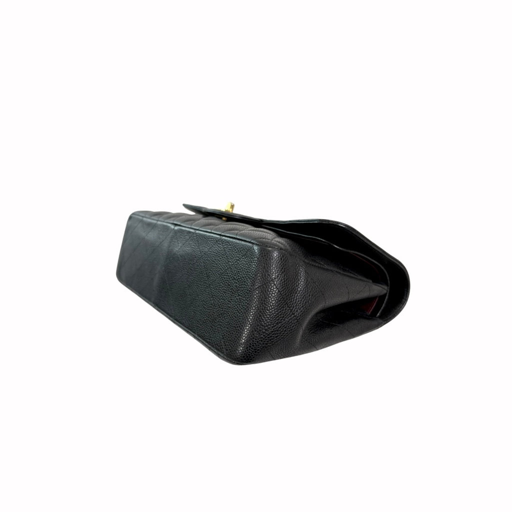 Classic Double Flap Jumbo Black Caviar Gold Hardware Series 22
