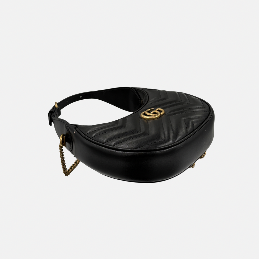 Half Moon Mini Bag Black GG Marmont Gold Hardware