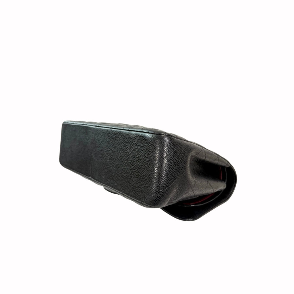 Classic Double Flap Jumbo Black Caviar Gold Hardware Series 22