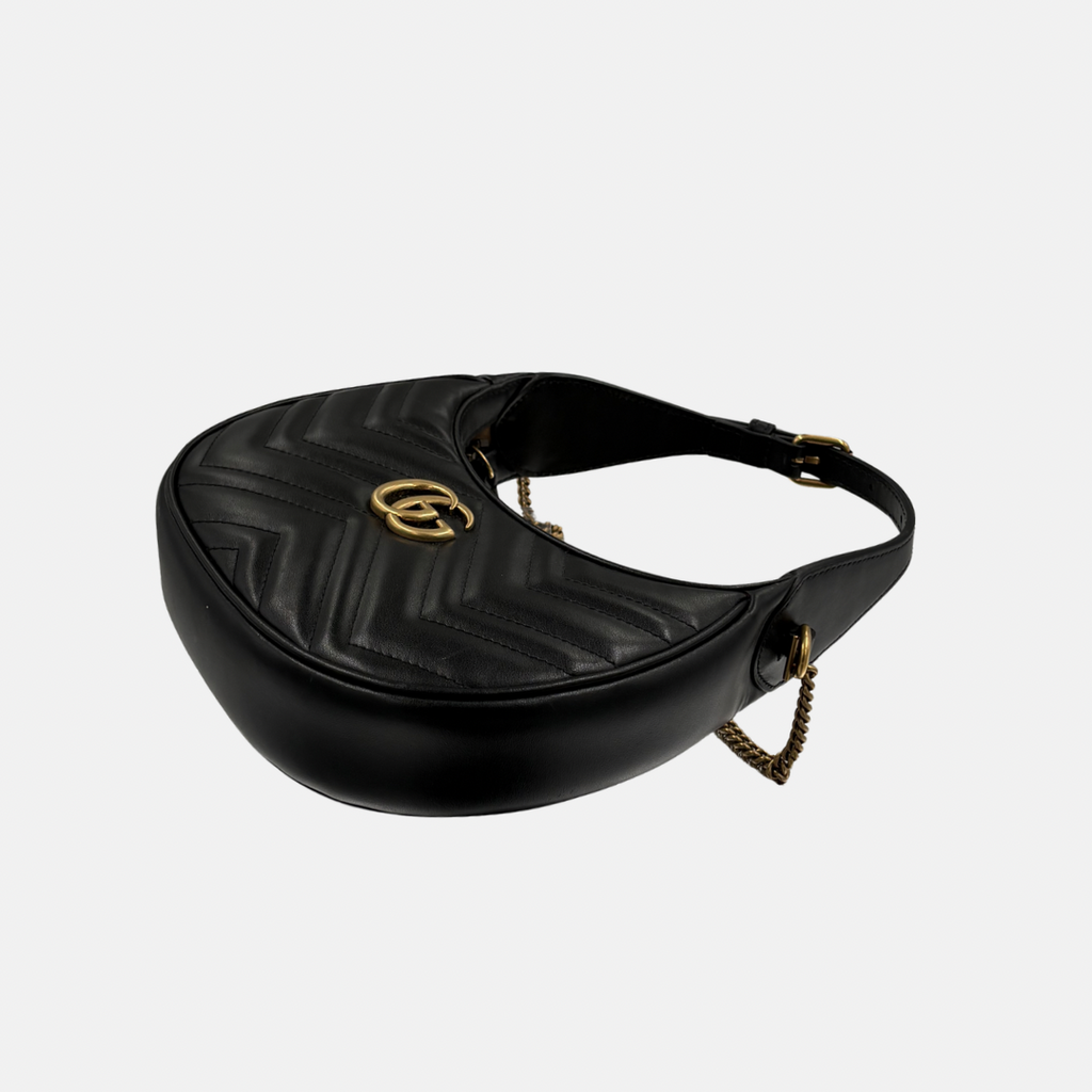 Half Moon Mini Bag Black GG Marmont Gold Hardware
