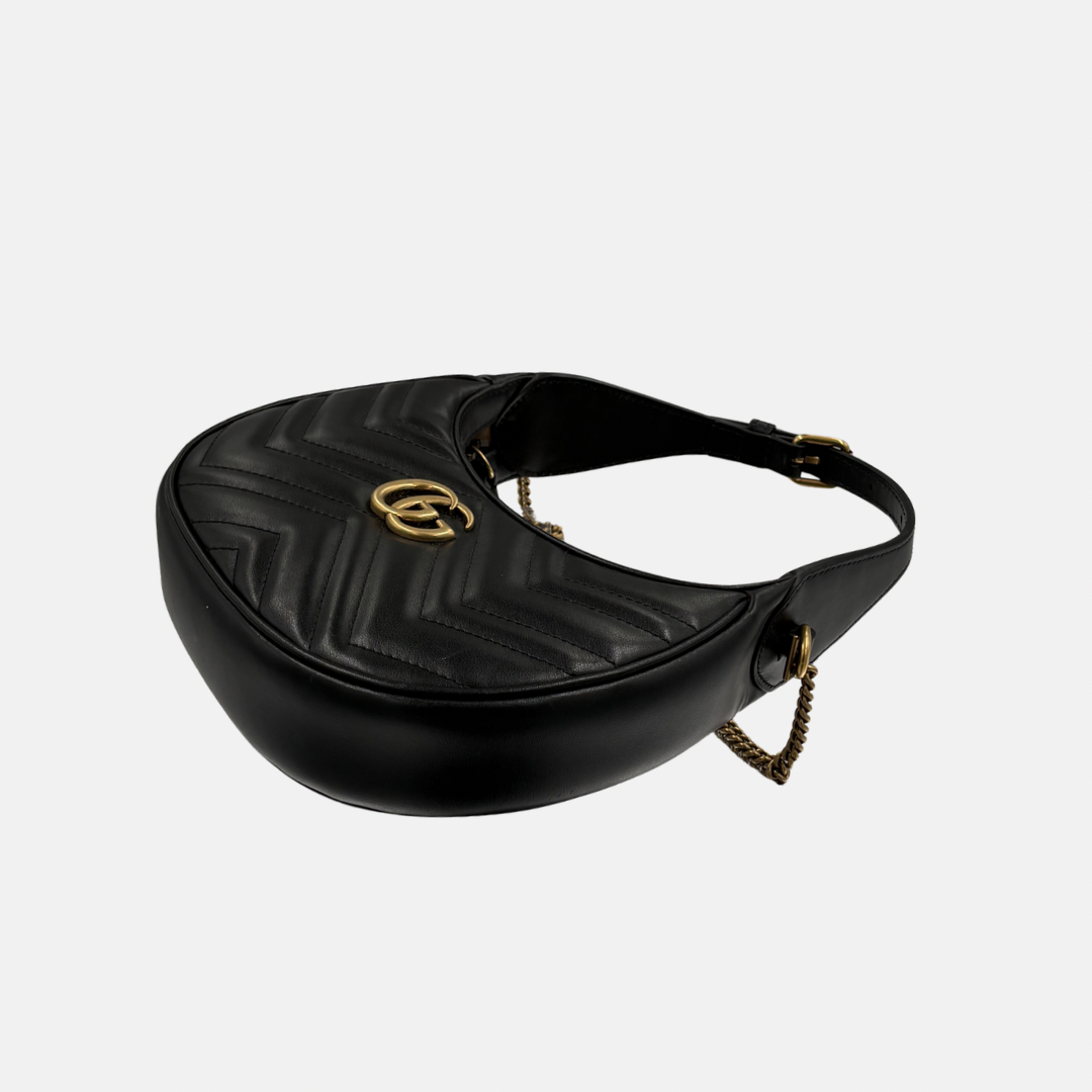 Half Moon Mini Bag Black GG Marmont Gold Hardware