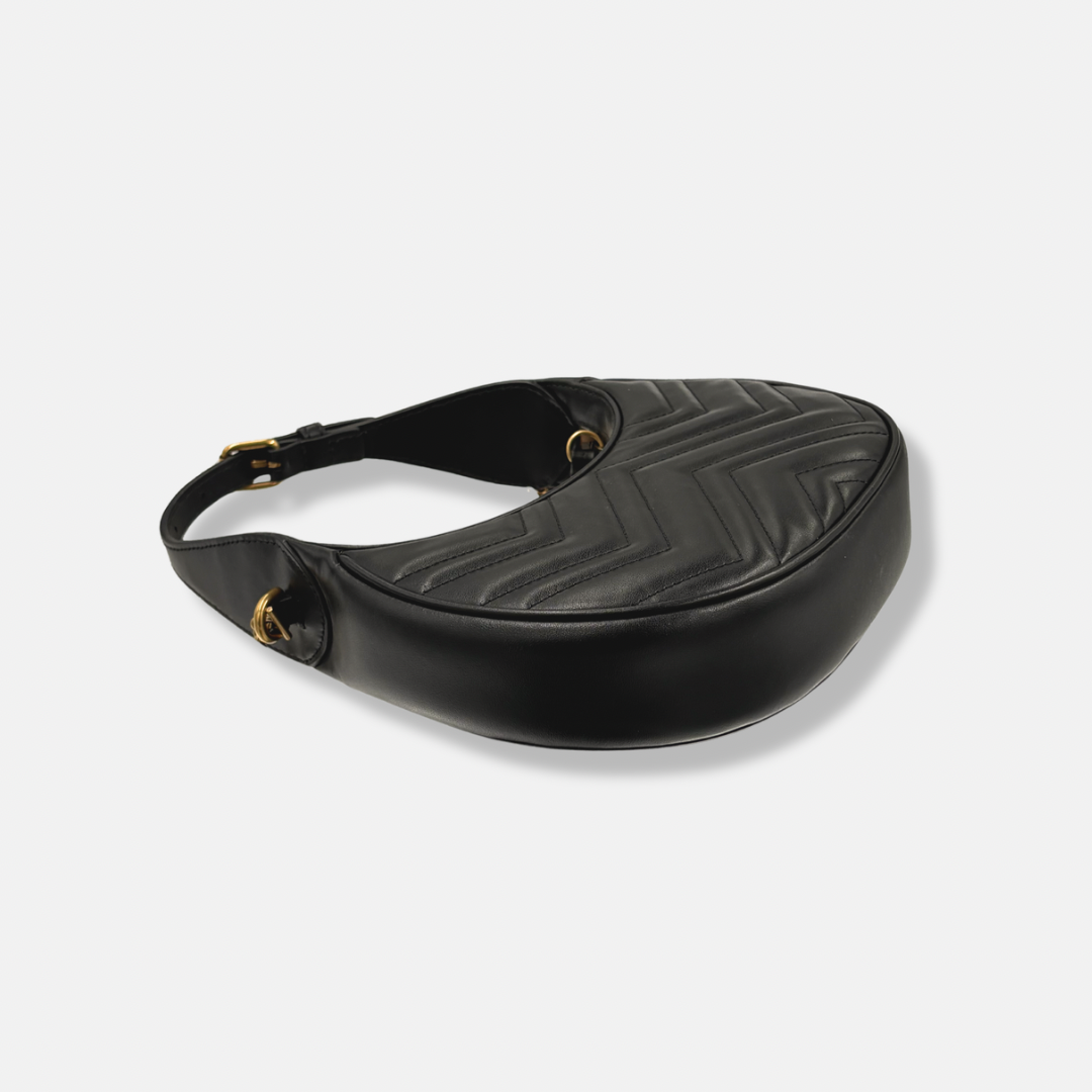 Half Moon Mini Bag Black GG Marmont Gold Hardware