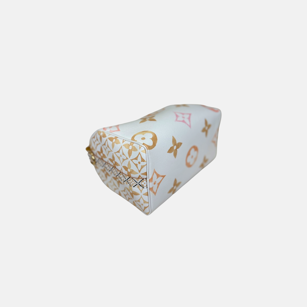 Speedy Bandouliere 25 Cream White Monogram Coated Canvas Gold Hardware