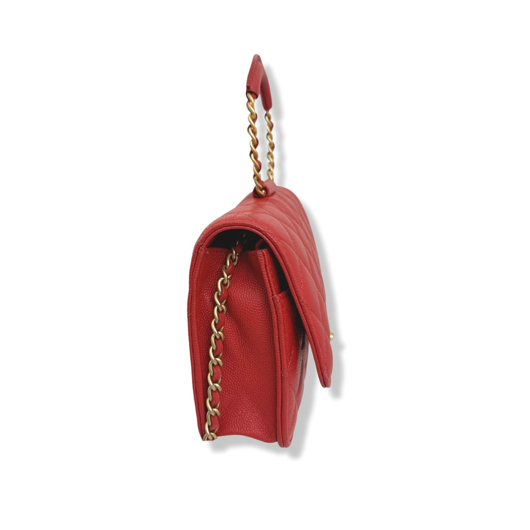 Classique Maxi Flap Wallet On Chain Limited Caviar Red Gold Hardware Series 29