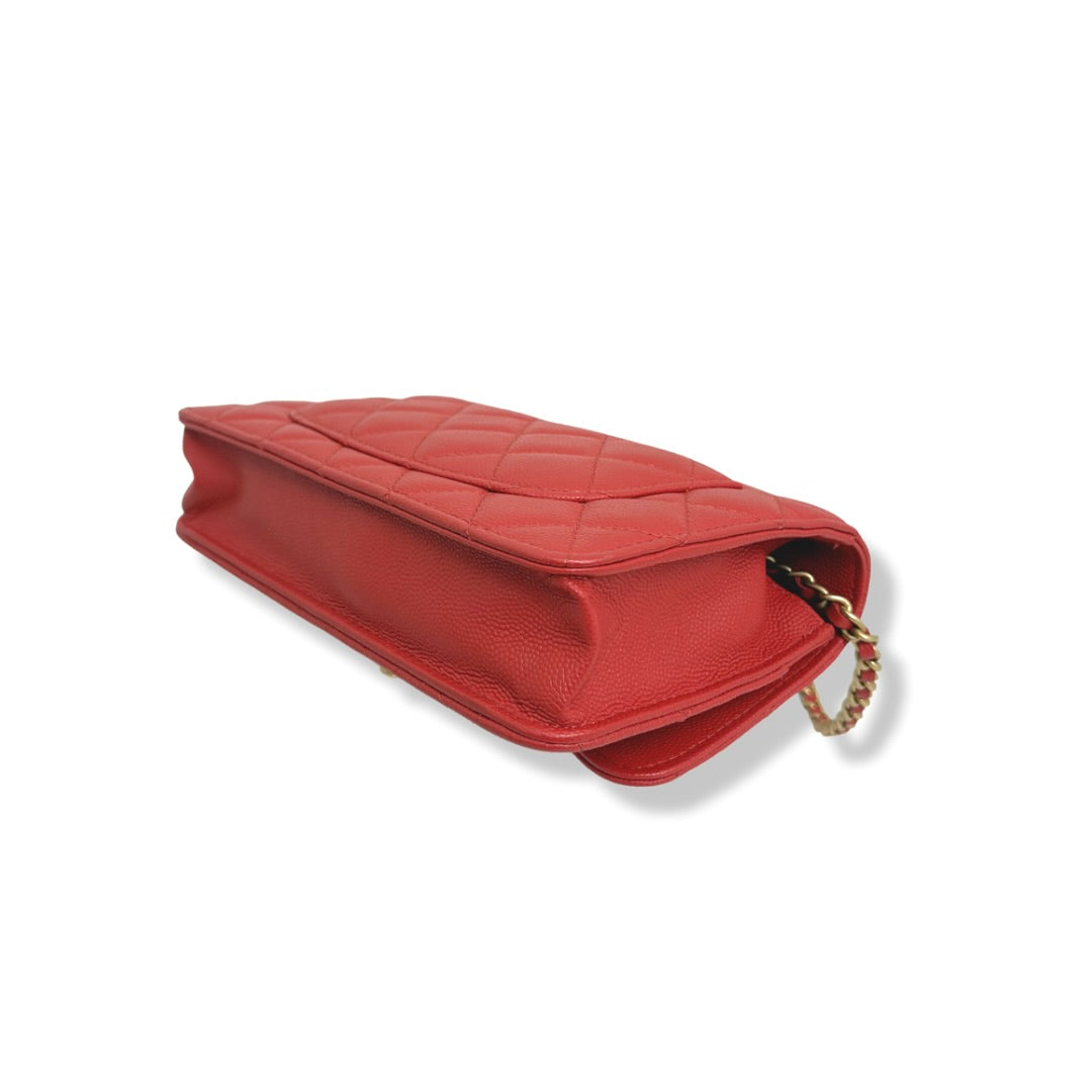 Classique Maxi Flap Wallet On Chain Limited Caviar Red Gold Hardware Series 29