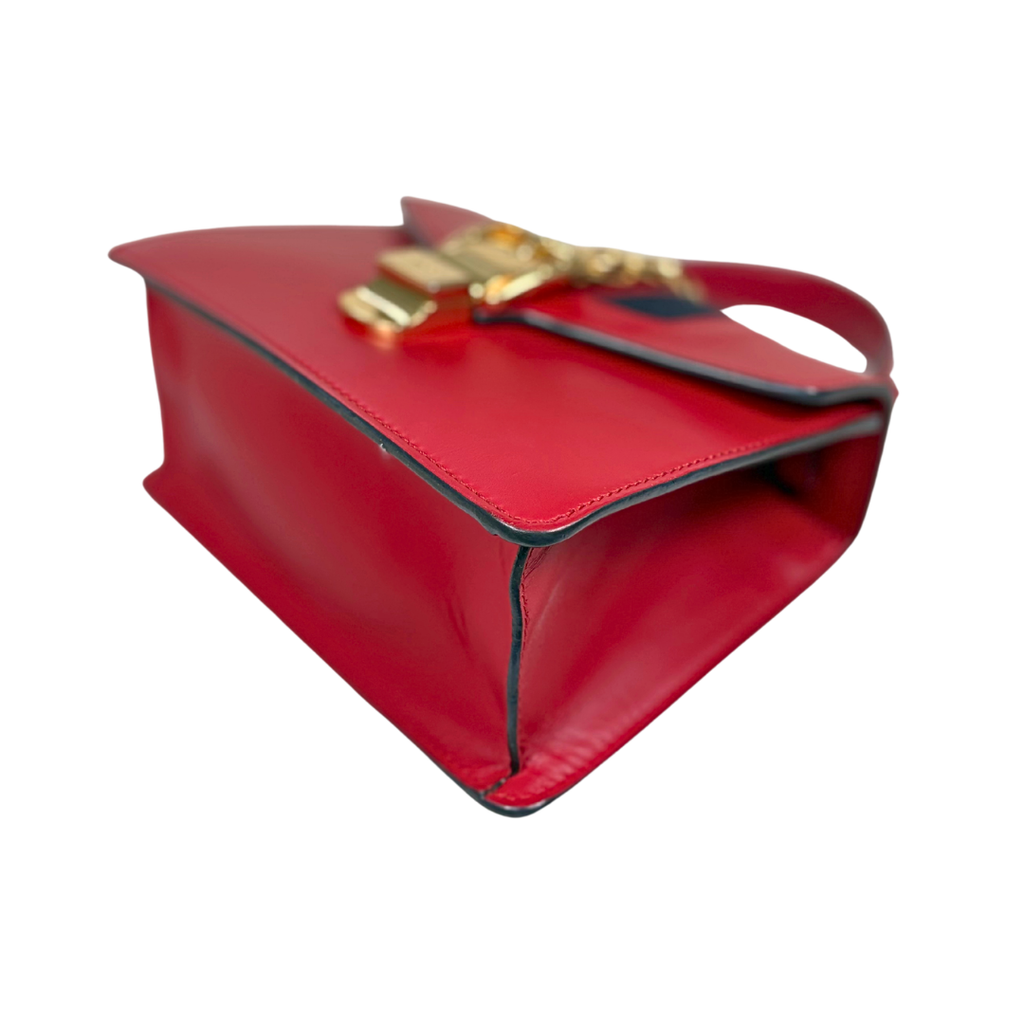Sylvie Mini Red Cherry Line Gold Hardware