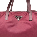 Tessuto Nylon Saffiano Tote Bag Burgundy Silver Hardware