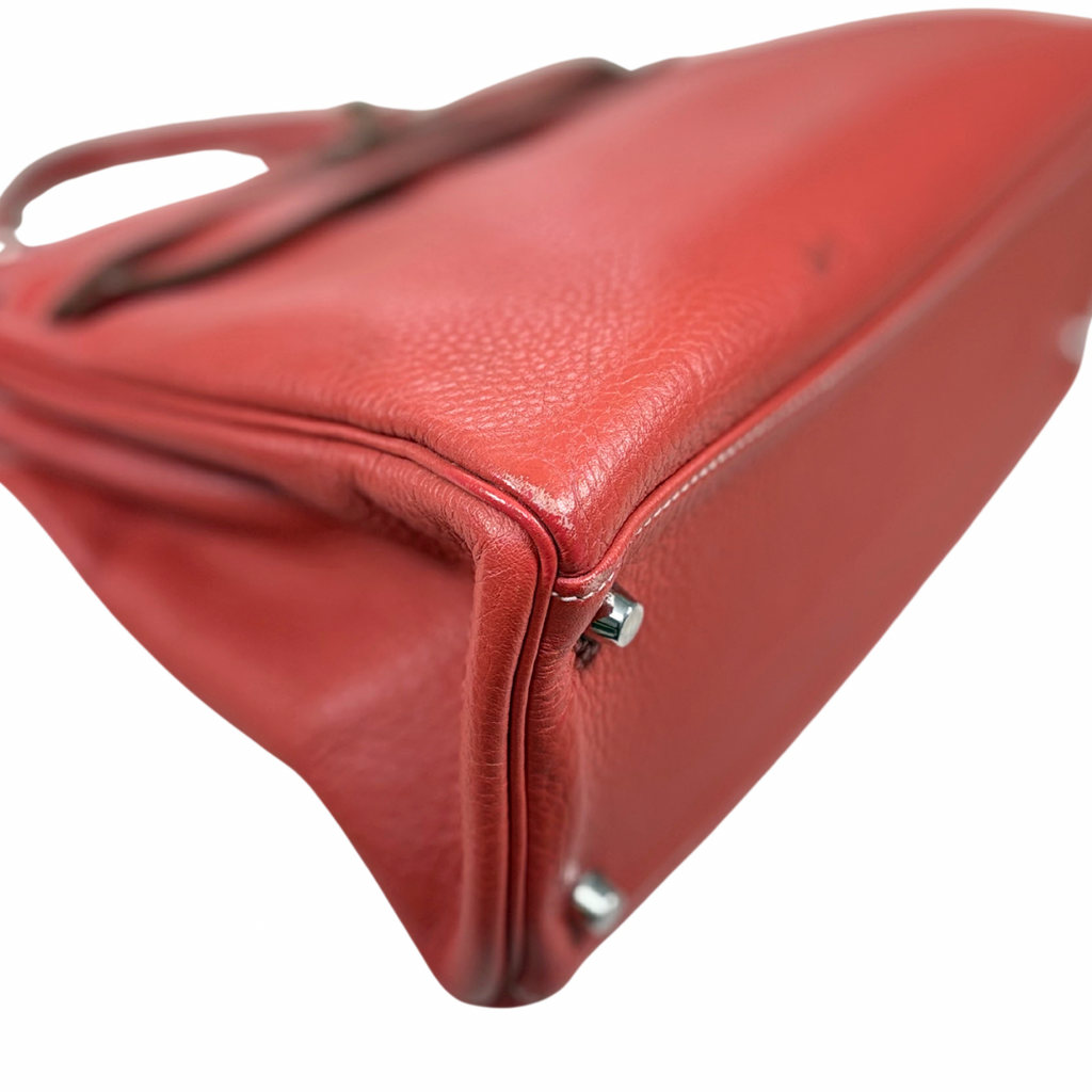 Kelly 32 Handbag Square O Taurillion Clemence Orange Palladium Hardware