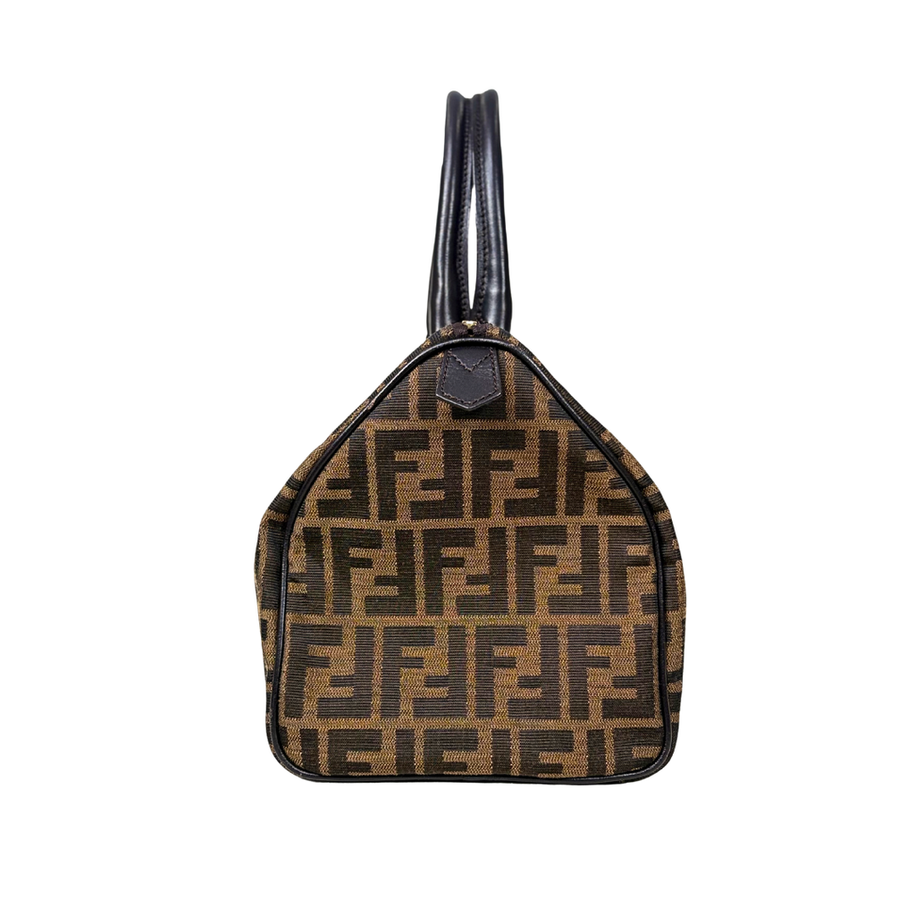 Boston Bag Tobacco Zucca Canvas Brown Silver Hardware