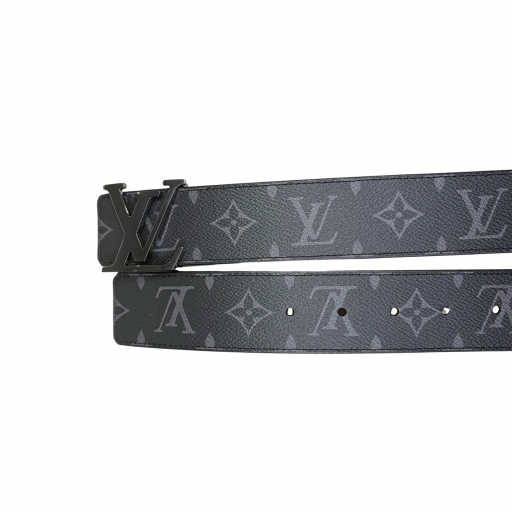 Initials Belt Reversible Black Monogram Silver Hardware Size 120/48
