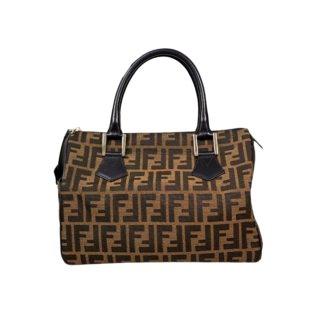 Boston Bag Tobacco Zucca Canvas Brown Silver Hardware