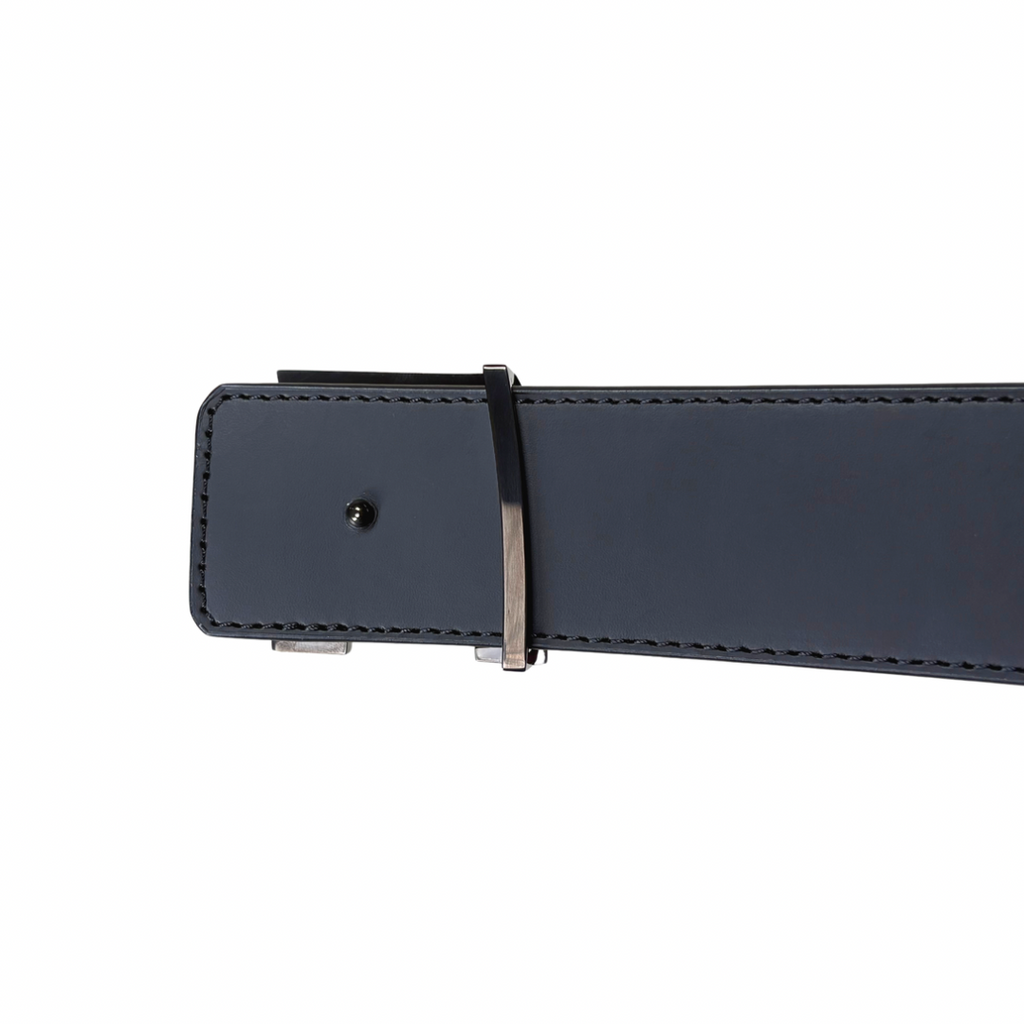Initials Belt Reversible Black Monogram Silver Hardware Size 120/48