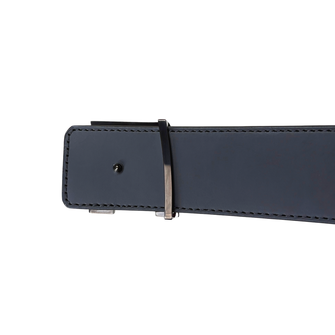 Initials Belt Reversible Black Monogram Silver Hardware Size 120/48