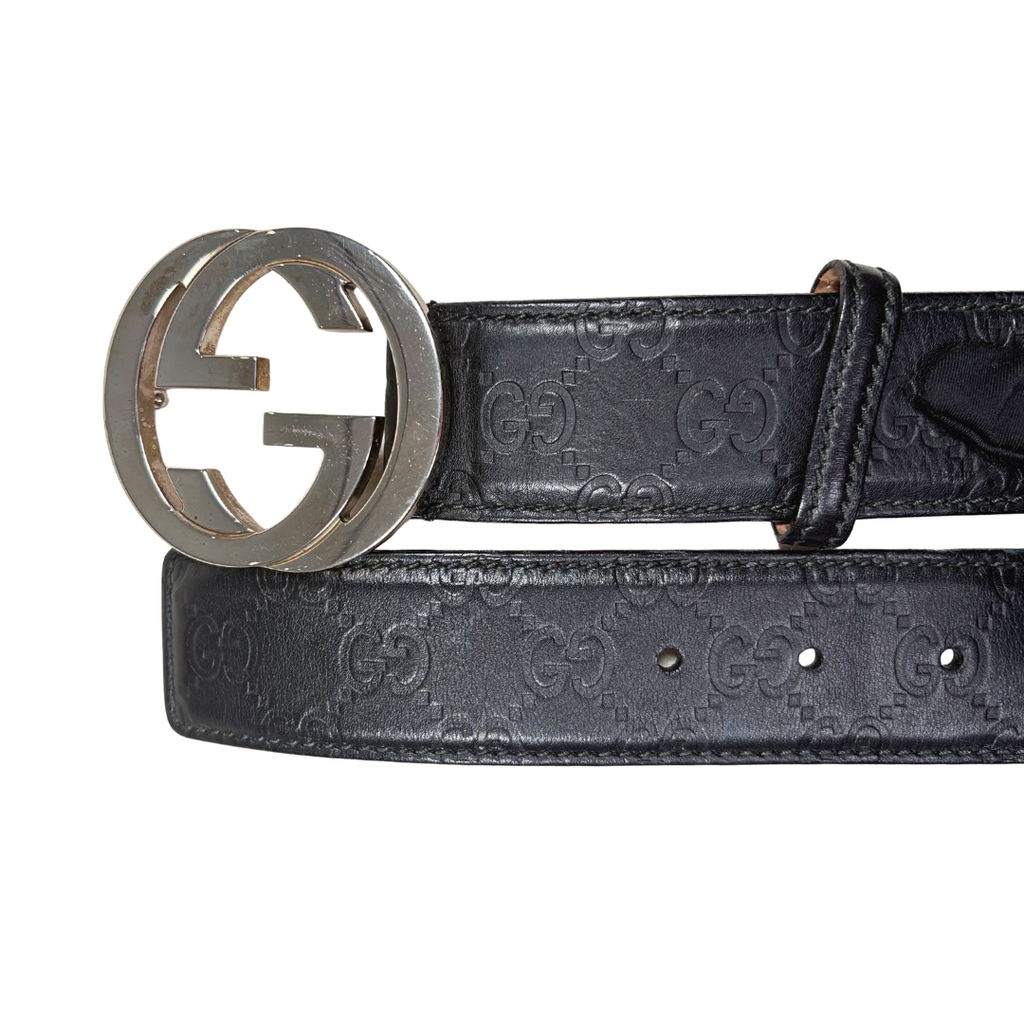 Belt Black Silver Hardware Size 90/36