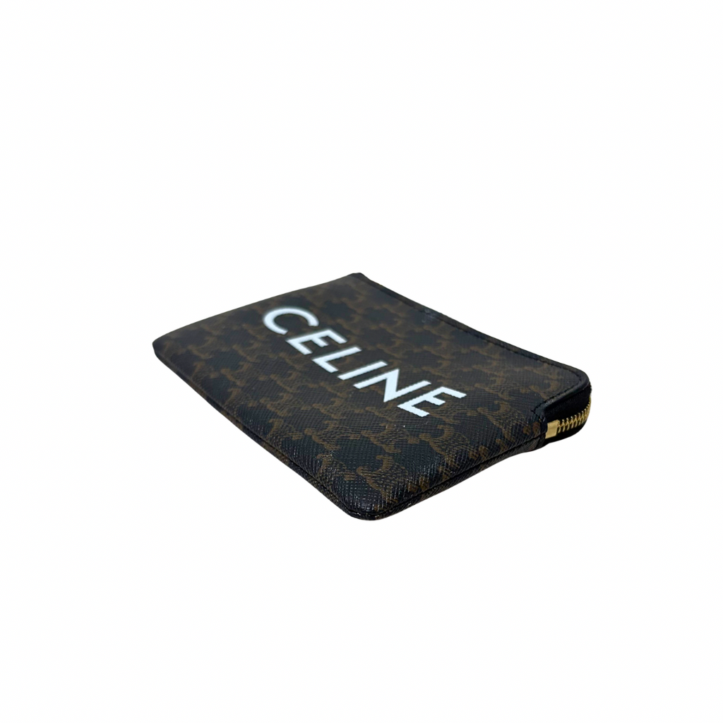 Triomphe Logo Coin and Card Pouch Gold Hardware