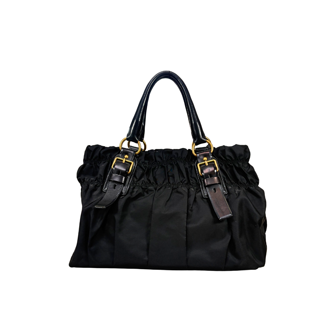 Tessuto Nylon Gaufre Tote Bag Gold Hardware