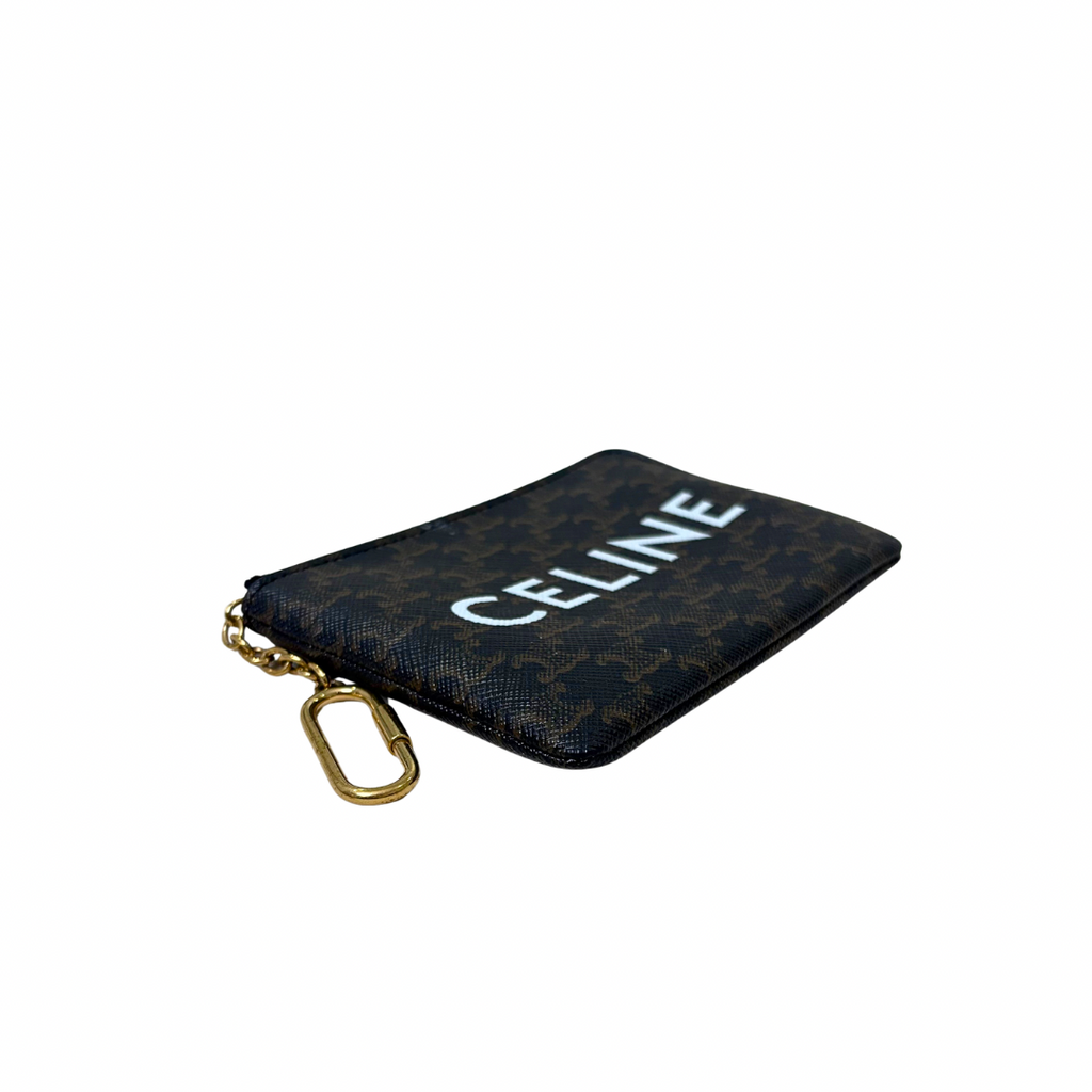 Triomphe Logo Coin and Card Pouch Gold Hardware