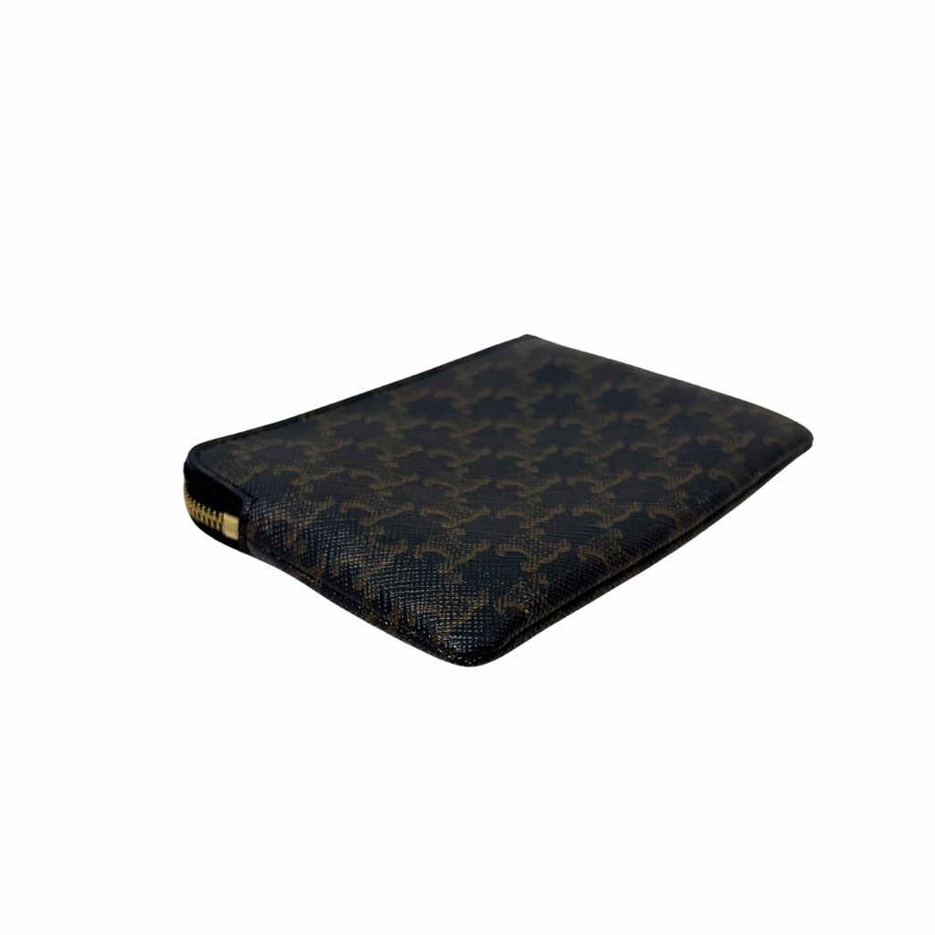 Triomphe Logo Coin and Card Pouch Gold Hardware