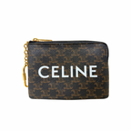 Triomphe Logo Coin and Card Pouch Gold Hardware