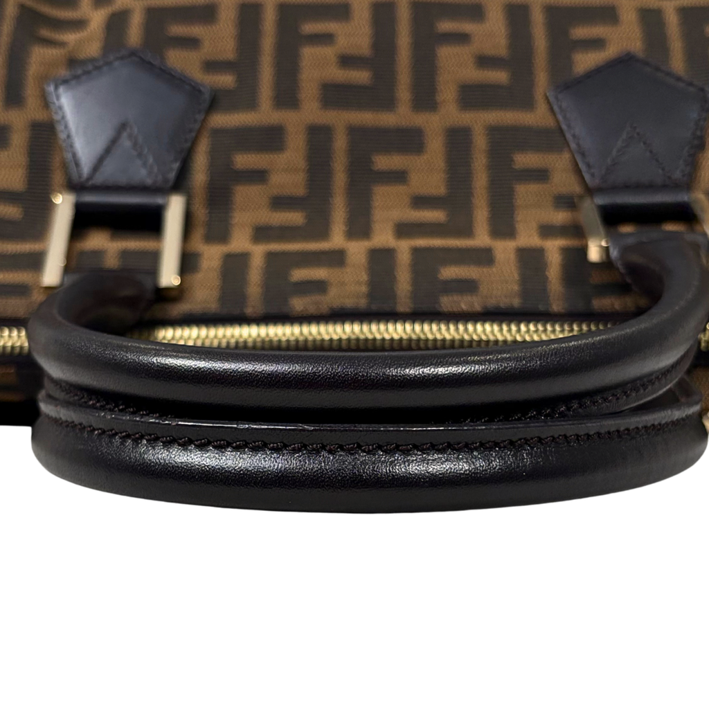 Boston Bag Tobacco Zucca Canvas Brown Silver Hardware