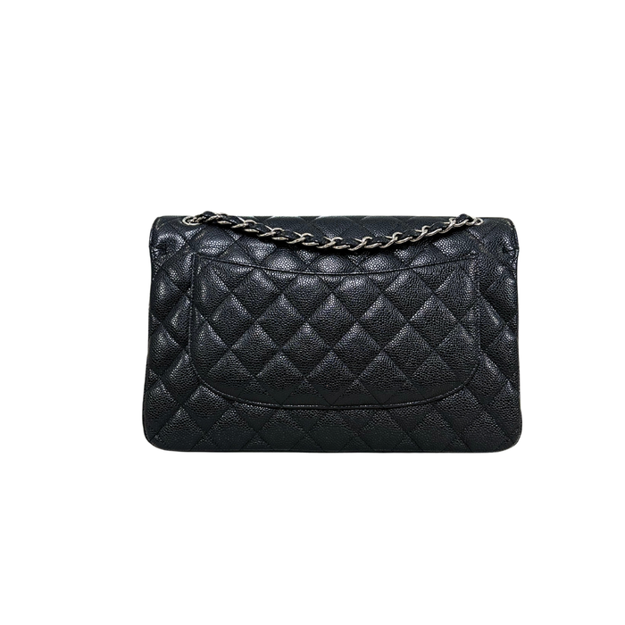 Classic Double Flap Jumbo Black Caviar Leather Silver Hardware Series 26
