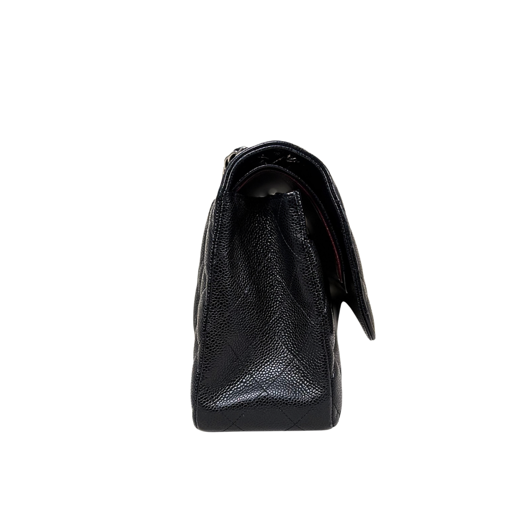 Classic Double Flap Jumbo Black Caviar Leather Silver Hardware Series 26