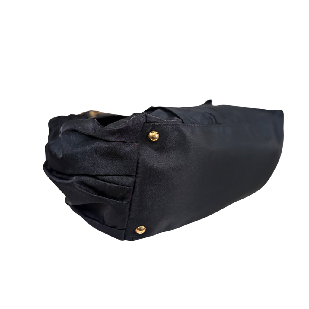 Tessuto Nylon Gaufre Tote Bag Gold Hardware
