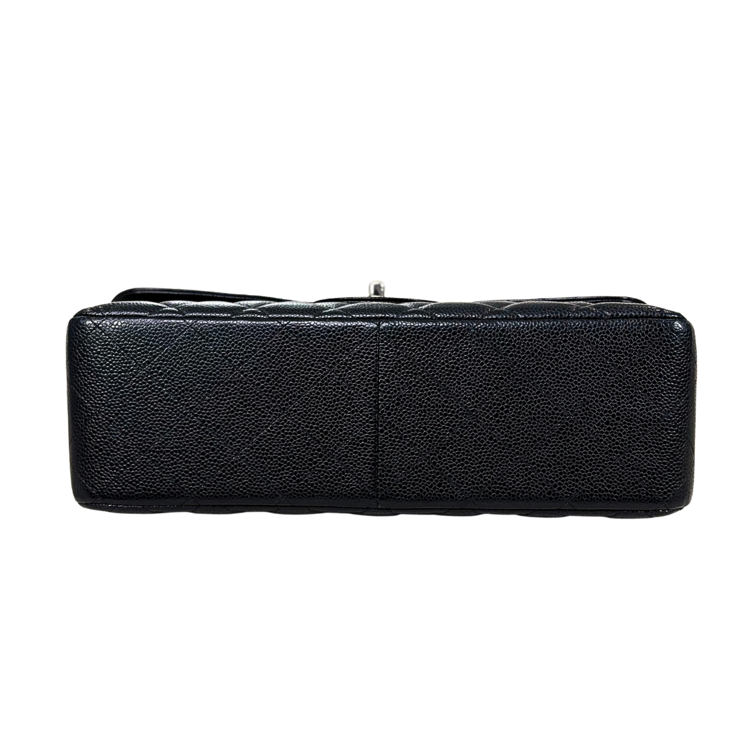 Classic Double Flap Jumbo Black Caviar Leather Silver Hardware Series 26