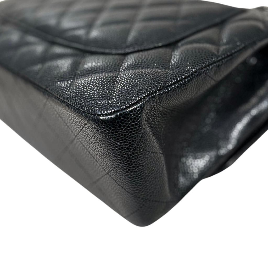 Classic Double Flap Jumbo Black Caviar Leather Silver Hardware Series 26