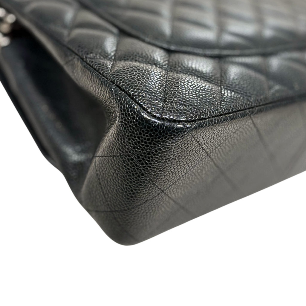 Classic Double Flap Jumbo Black Caviar Leather Silver Hardware Series 26