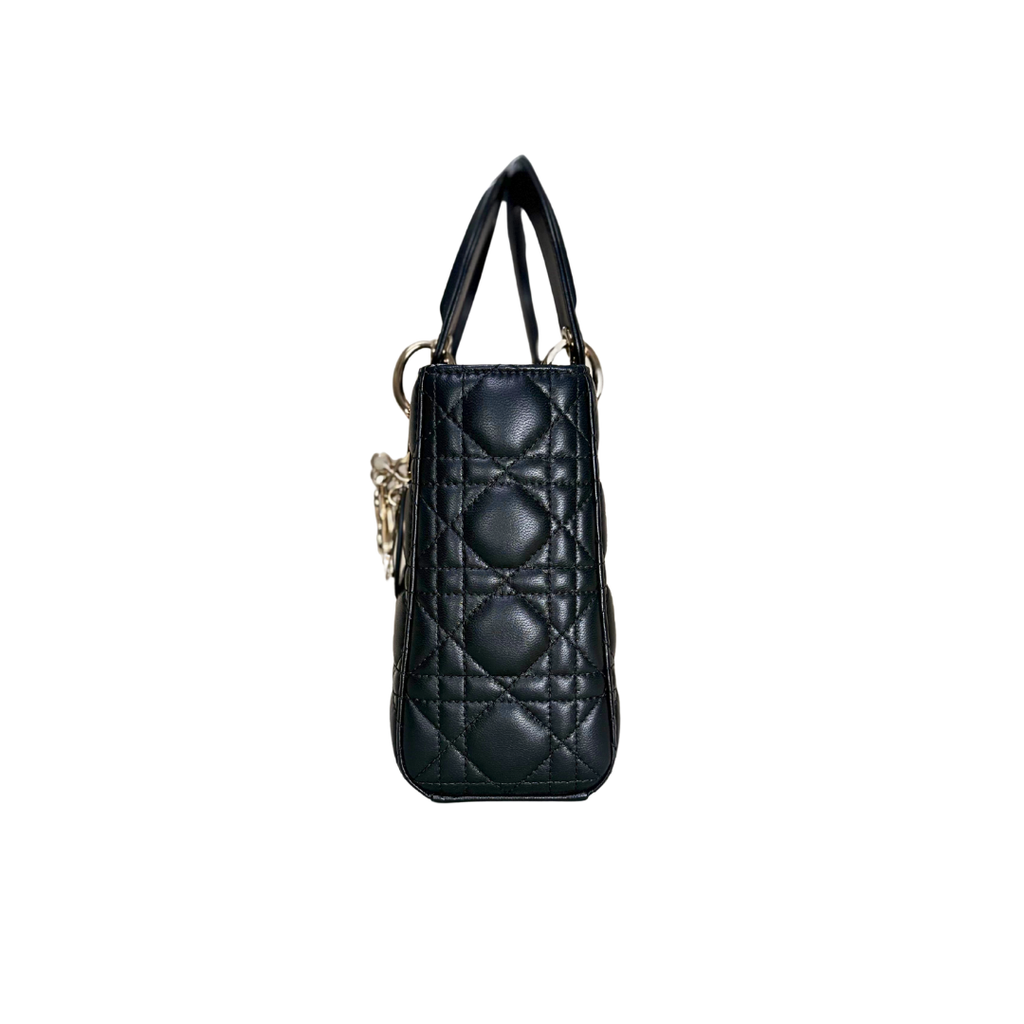 Lady Dior Mini Black Lambskin Leather Gold Hardware