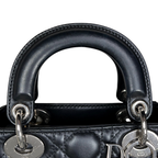 Lady Dior Mini Black Lambskin Leather Silver Hardware