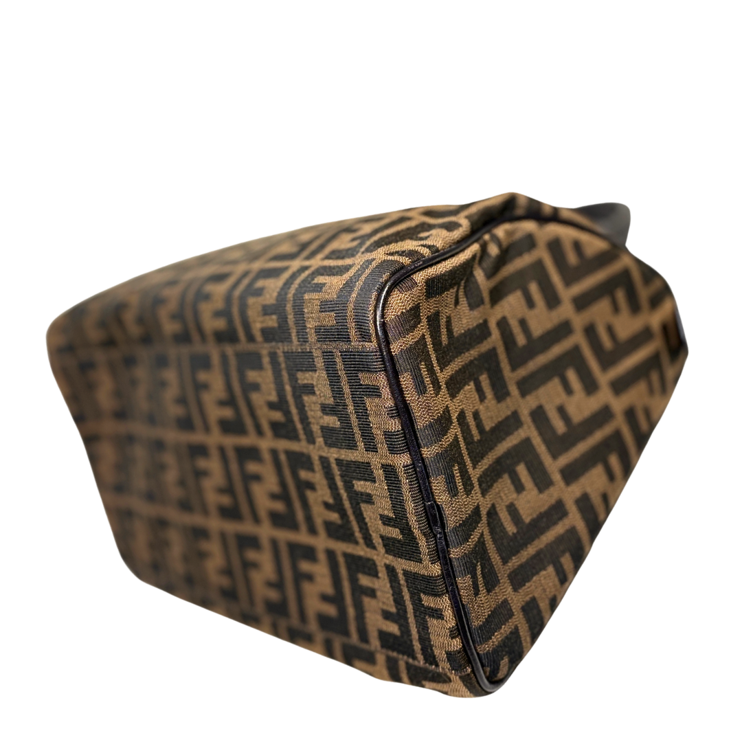Boston Bag Tobacco Zucca Canvas Brown Silver Hardware